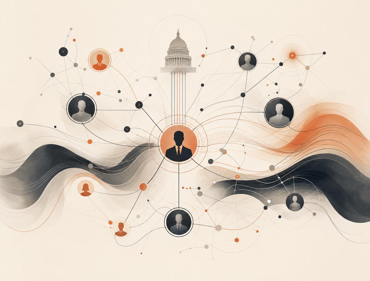 Abstract network visualization of political influence and message propagation
